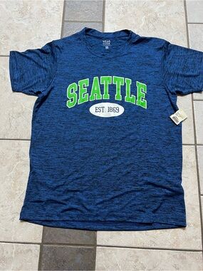 Seattle Short Sleeve Tee - Blue with Green Print